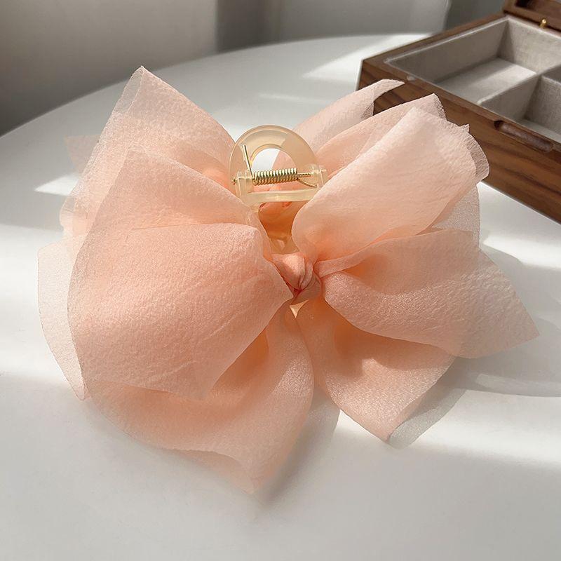 

Mesh Tulle Large Bow Grab Clip Elegant Retro Female Net Yarn Ponytail Braid Claw Clip Hair Accessories Gift Headdress