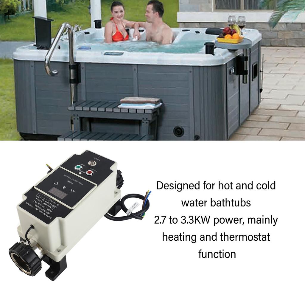 2.7 To 3.3KW Pool Heater Electric Swimming Pool Water Heater Hot Tub Thermostat with Digital Display for Hot Tub Spa Bathtub