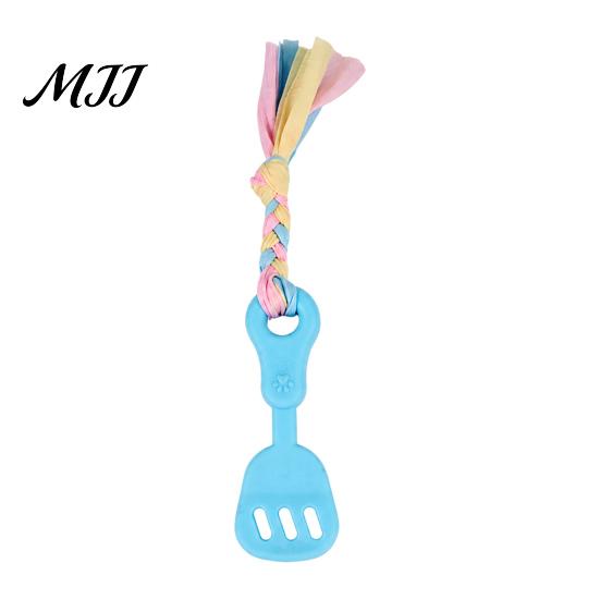 Anxiety Relief Toys for Dogs Spatula Shaped Dog Chew Toy with Braided Fabric Rope, Interactive Puppy Teething Playing Toy, Pet Molar Small