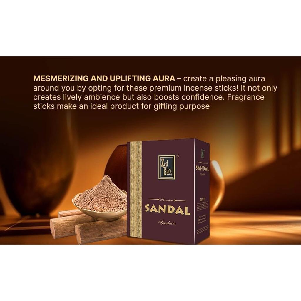 Zed Black Premium Sandalwood Incense Sticks Long Lasting Fragrance  for Everyday Use (30 Sticks X Pack of 12)