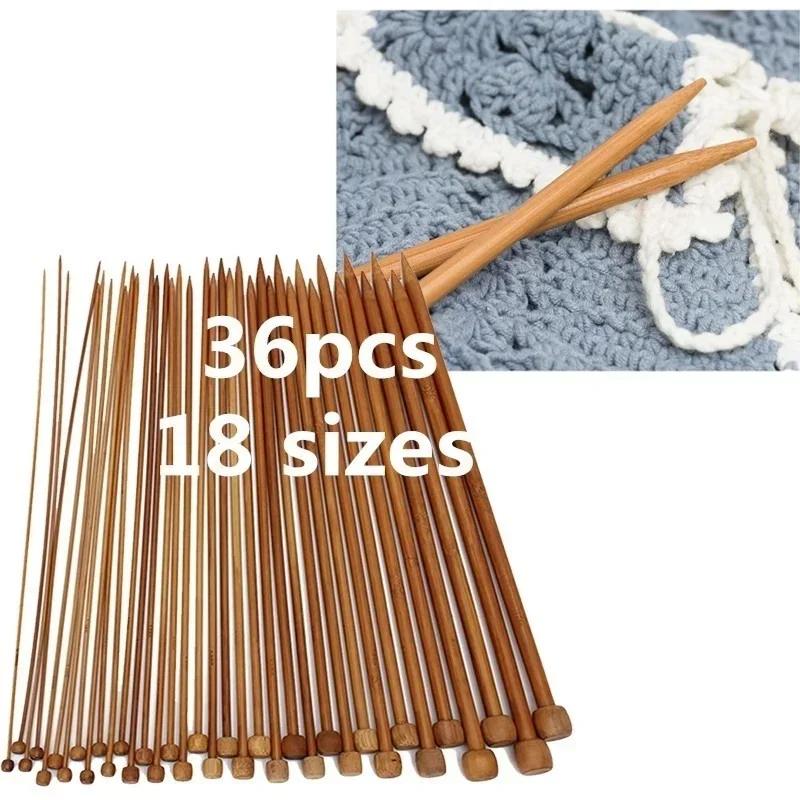 36PCS 18th Sweater Needle Carbonized Bamboo Crochet Single-pointed Knit with A Full Set of Beads Accesorios Para Crochet
