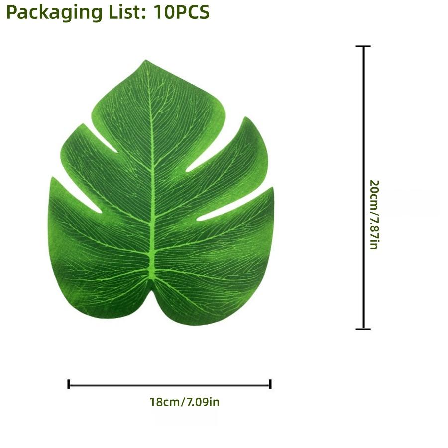 10/56pcs Tropical Palm Leaves Set - Artificial Safari Jungle Leaf Decorations with Stems for Party Home Accents