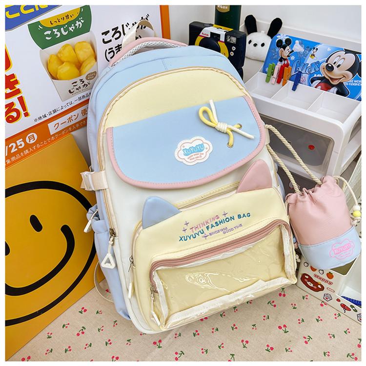 School bag dopamine large capacity multi-compartment book bag with pain layer going out for travel lazy wind versatile waterproof backpack