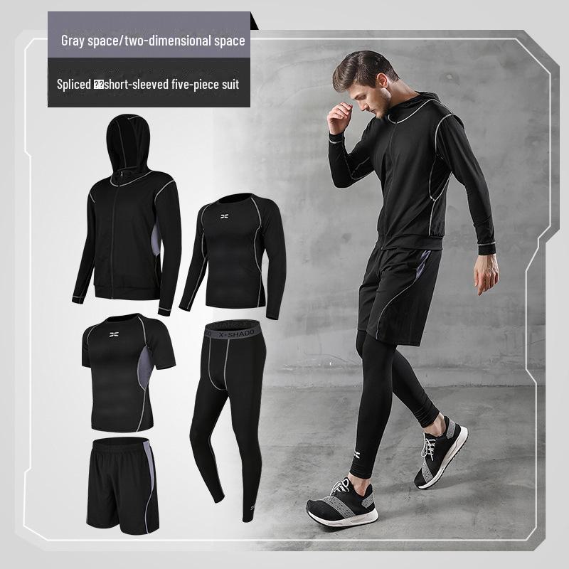 Men's Casual Fitness Running Suit: Shorts & Short-Sleeved Tights for Yoga & Training