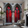 2pcs 2D Flat Printing Curtains Gothic Castle Versatile Polyester Without Electricity Holiday Decorations Suitable for Party