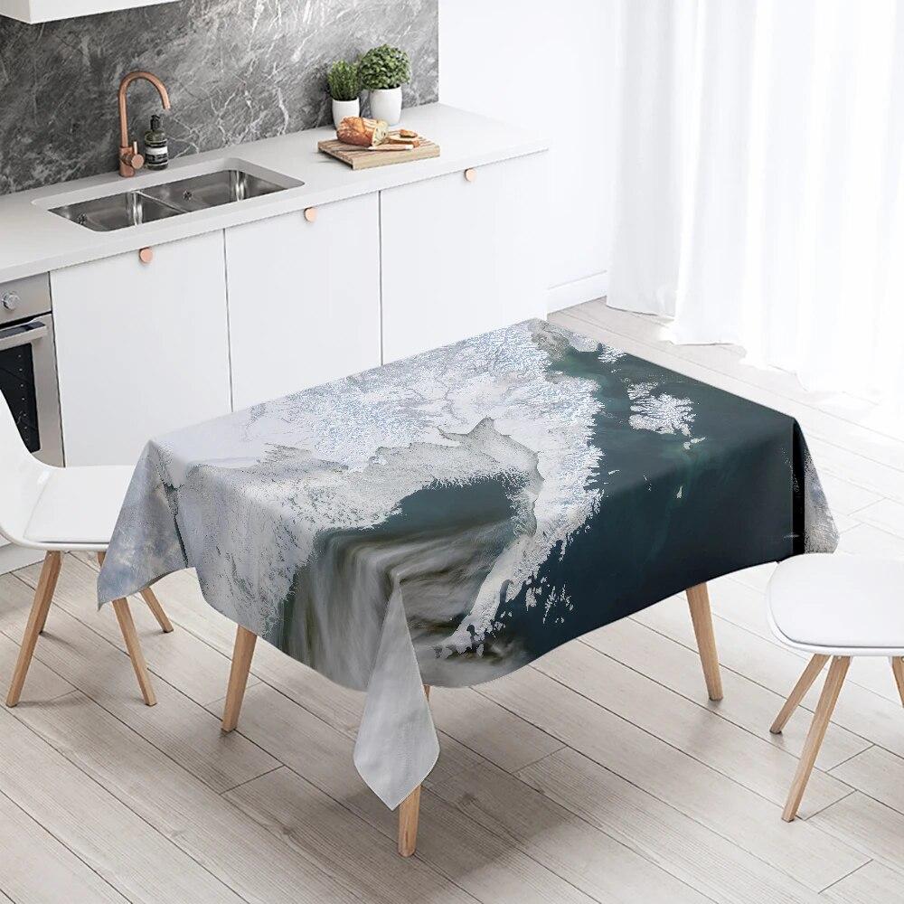 Natural Scenery Tablecloth Outdoor Camping  Anti-fouling Waterproof Rectangular  Home Table Decoration