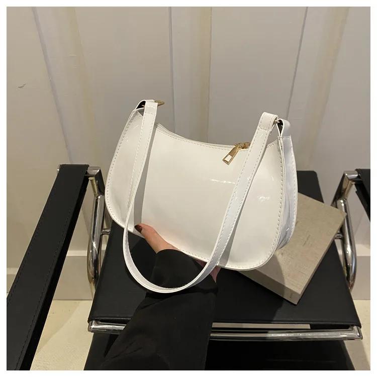 Retro Einfarbig PU-Leder Schultertasche Damen Mode Handtasche Lässige Geldbörse