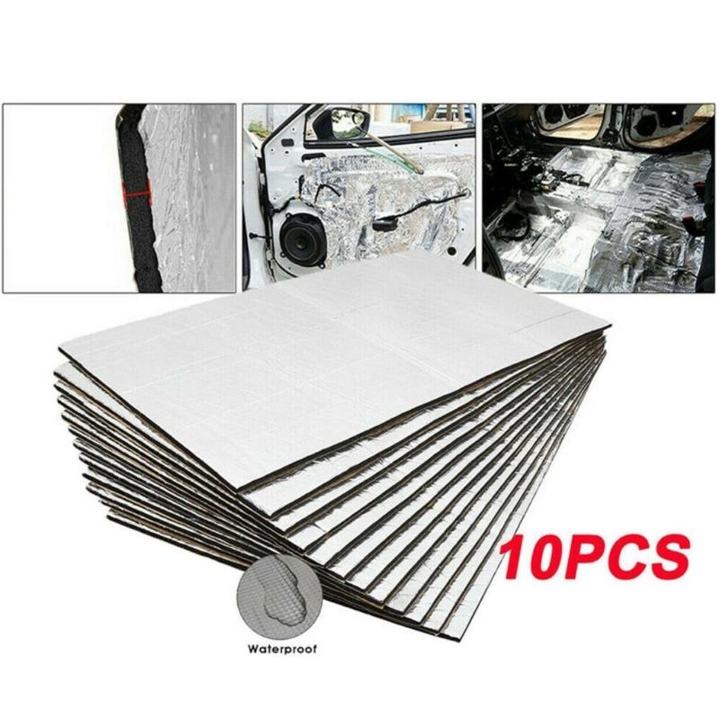 Set Of 10 Automotive Sound Insulation Mats, Aluminum Foil Backed Insulation Pads Dampening Sheets For Car Door Ceilings