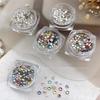 100Pcs Colorful Mini Nail Crystal Diamonds - round Flat Bottom Glitter Rhinestones for Nail Art Manicure Decoration