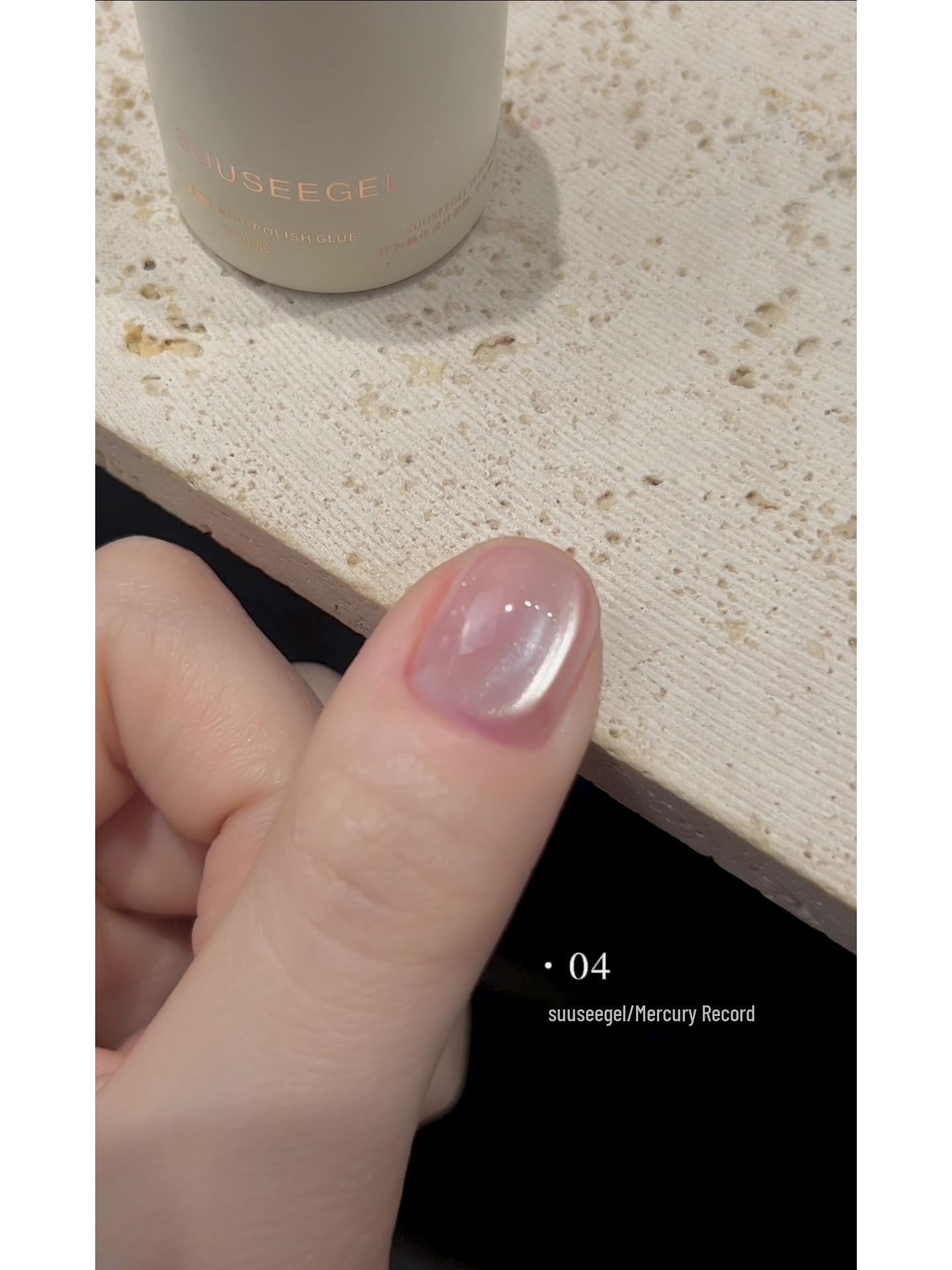 

12-Color Mercury Cat Eye Glass Beads & Nude Gel Polish Nail Set