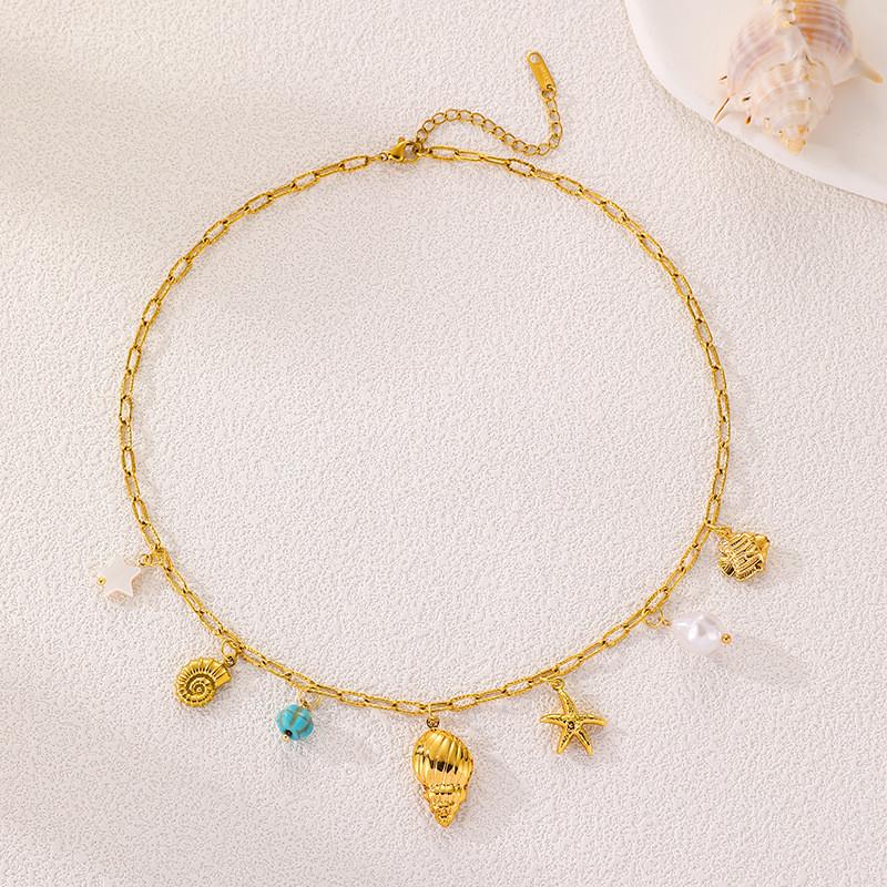 Bohemian Beach Shell Pendant Necklace And Bracelet Set For Women