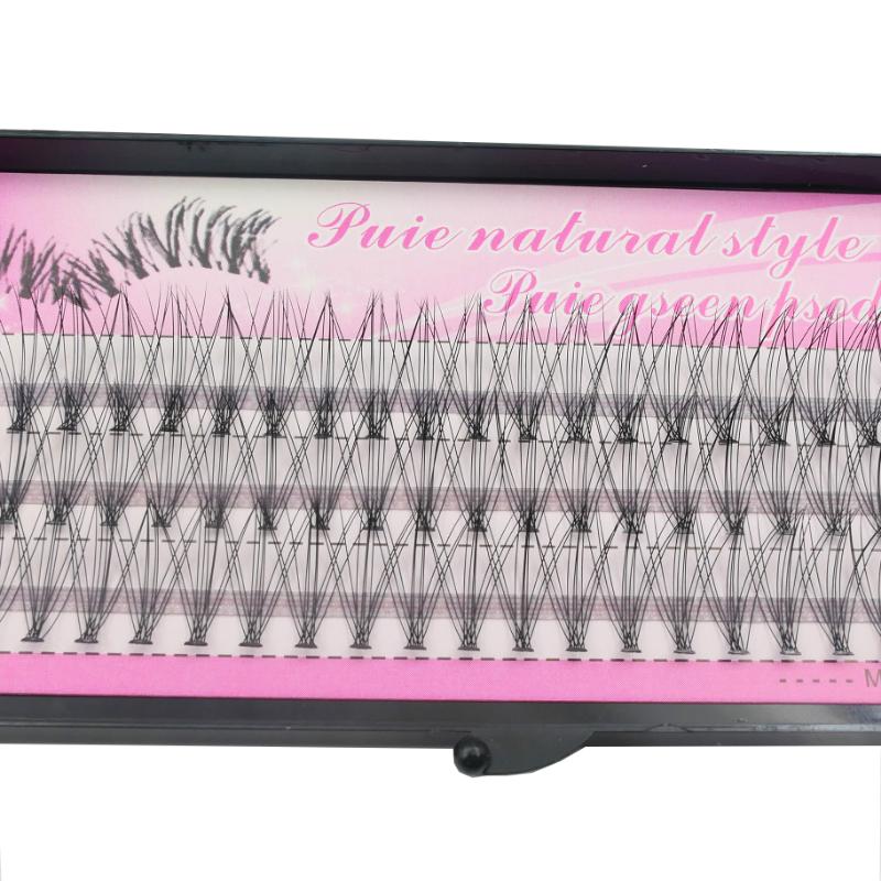 60 Bündel/Box 10D 0,1 mm Wimpernverlängerung Einzelwimpern Natürlicher Stil Einzelwimpern Handgefertigte Wimpernbündel