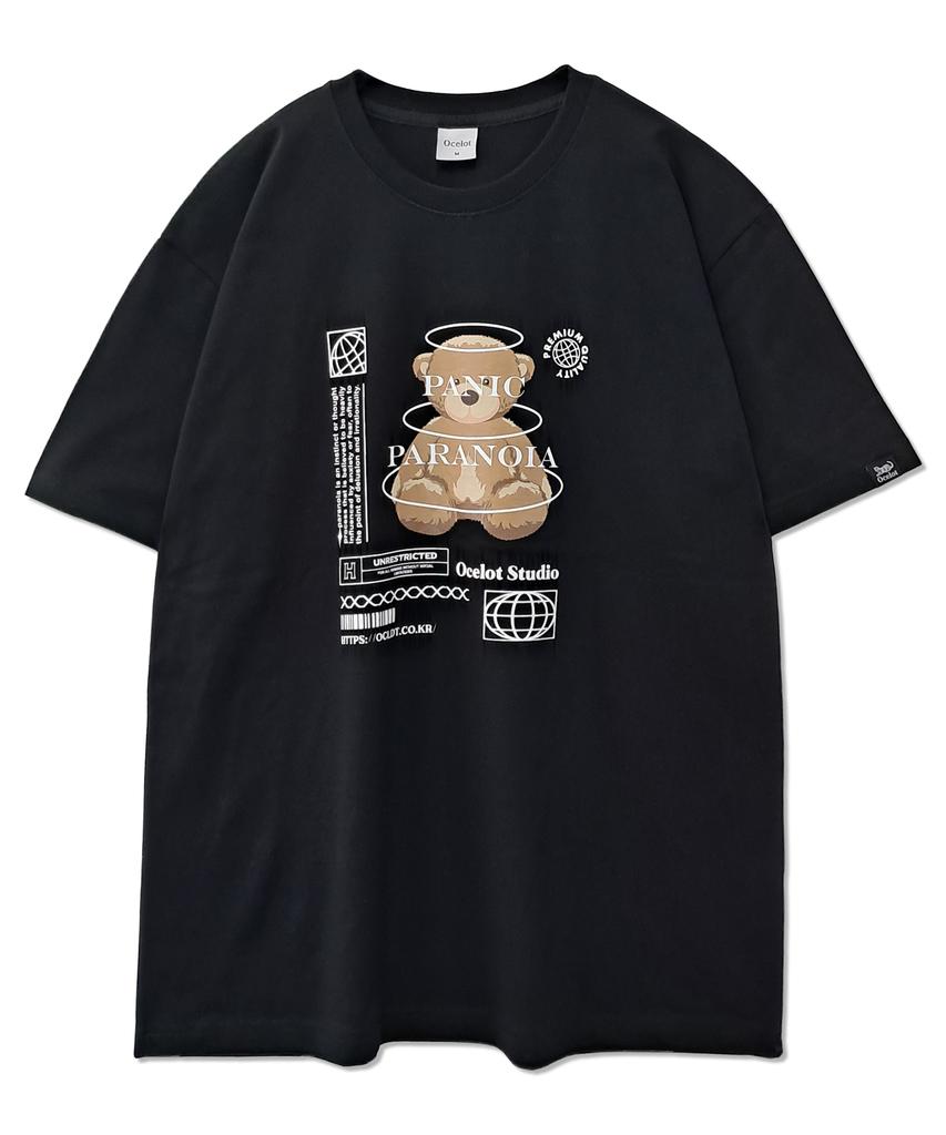 Osillos C54 Panic Paranoia Bear Short Sleeve T-Shirt_Black