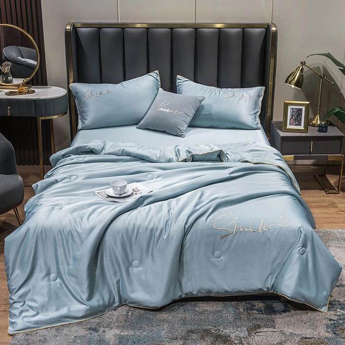 

New Cool Quilt Silk Breathable Queen Quilts Air Conditioning Cool Blanket Bedspreads for Double Bed Bedding Pillowcase only 2pcs pillowcase