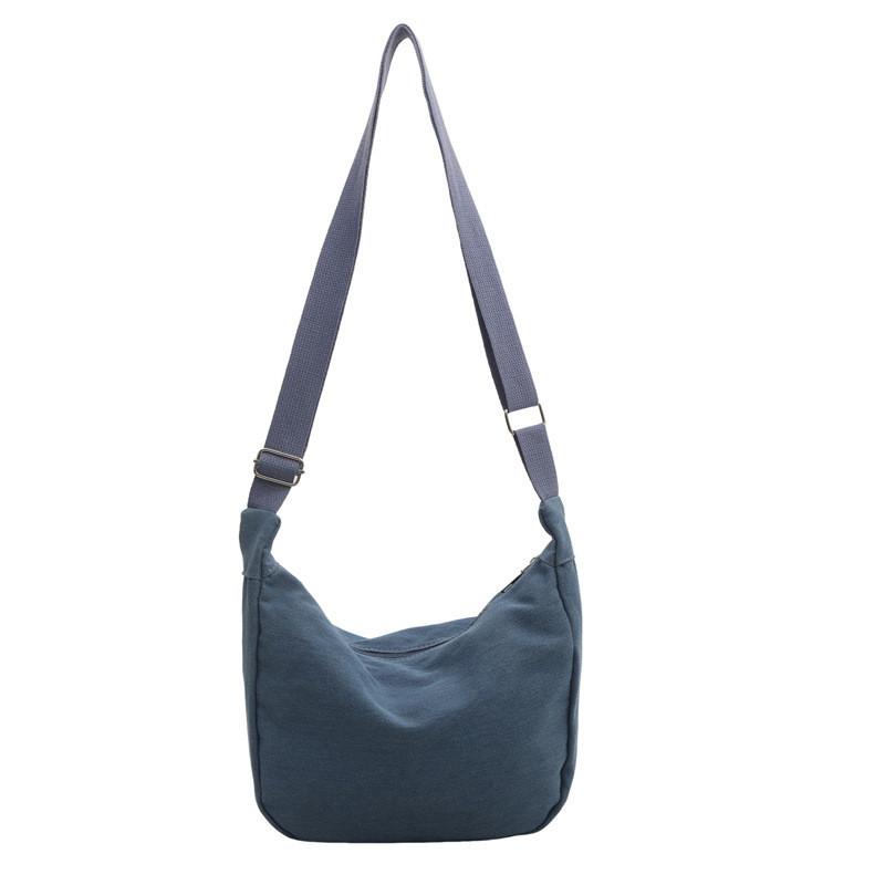 Urban Chic Canvas Dumpling Bag For Women 2024 Summer Fashionable Shoulder Bag светло-синий