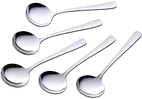 

Shimomura Kihan 40249 TSUBAME Soup Spoon, Set of 5, Made in Japan, Stainless Steel, Easy to Scoop, Tsubamesanjo