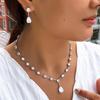 Necklace Earrings Design Water Drop Set Chain Bridal Wedding Dinner Dress Accessories Zircon Set
