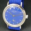 HAND-WINDING VINTAGE FAVRE LEUBA SWISS MENS BLUE COLOR DIAL WATCH A436436-2 R129-a436436