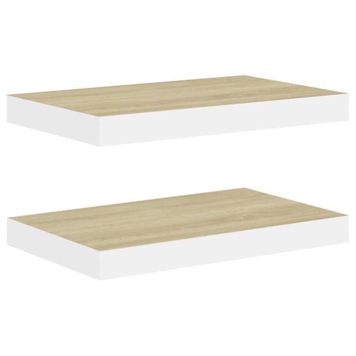 VidaXL Floating Shelves 2 Pcs Oak and White 40x23x3.8 Cm MDF