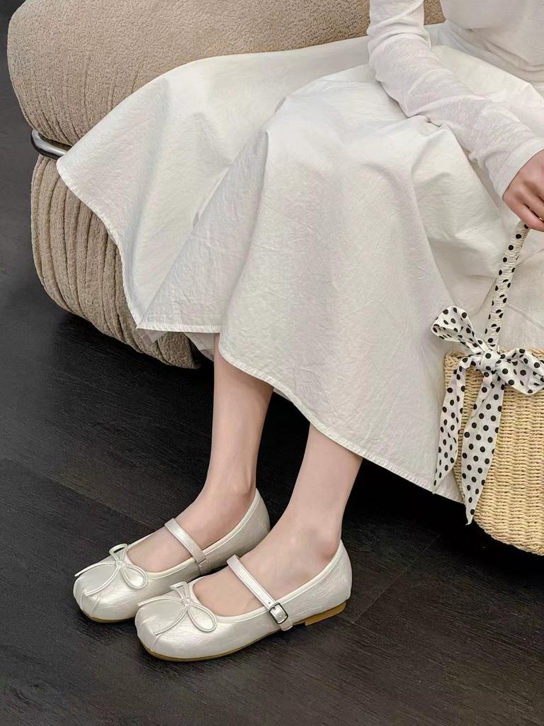 Ballet Single Shoe Girl 2025 New Summer Korean Version French Retro Gentle Fairy Casual Flat Mary Jane Shoes