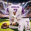 Mbappe Co-branded One Piece Cartoon Sweatshirt, Outdoor Football Sweatshirt, Quick Dry Men's T-shirt + Shorts, Children's Suit