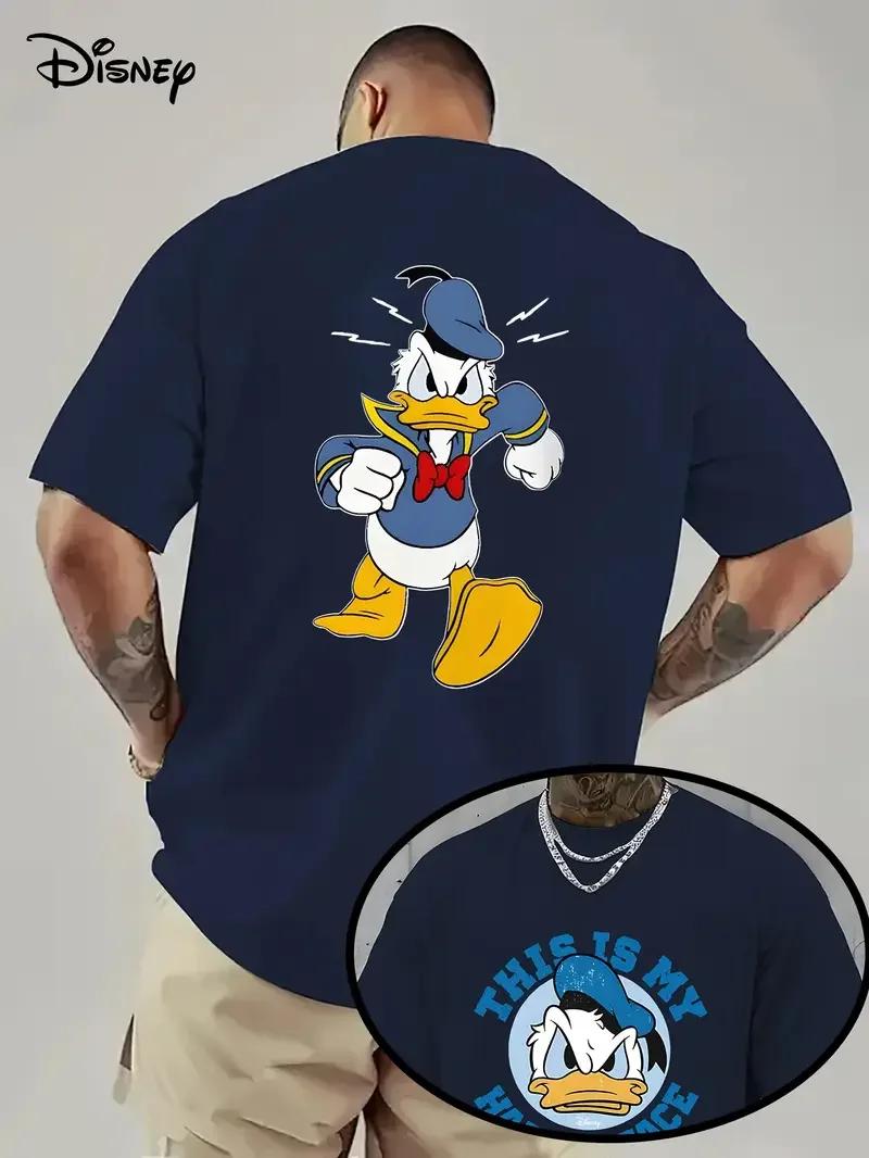 

2025 Summer Cool Couple Disney Donald Duck T Shirt Unisex Men s 100% Pure Cotton Printed T-shirt Oversize Top Clothing O-Neck L