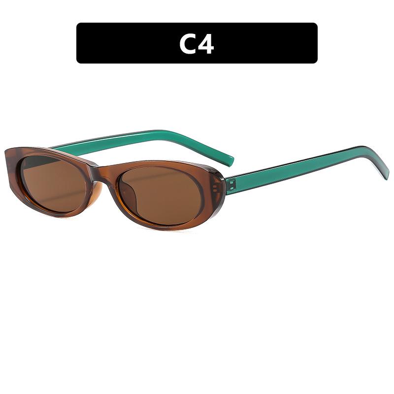 Narrow Oval Frame Women's UV Protection Fashion Sunglasses 2024 - European & American Style, Perfect for the Beach.
