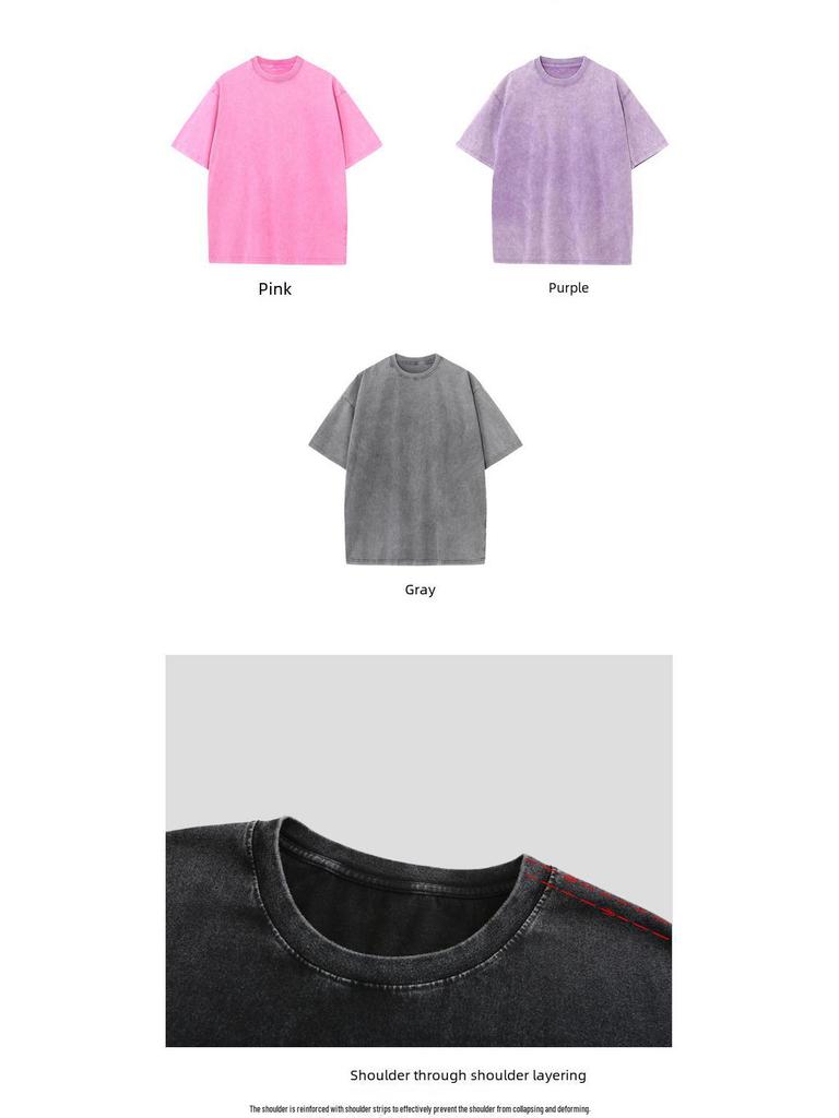 230g Reine Baumwolle Unisex Vintage Washed T-Shirt - Amerikanischer Stil, Lockere Passform, Trendy, All-Match Hip-Hop Tee