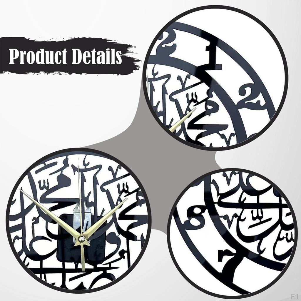 Acrylic Wall Clock Black Arabic Numbers Gift Minimalist 12inch Round for Office Room Farmhouse