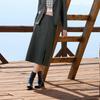 Sancai Plus Size Mid-Waist Straight Slit Mid-Length Skirt