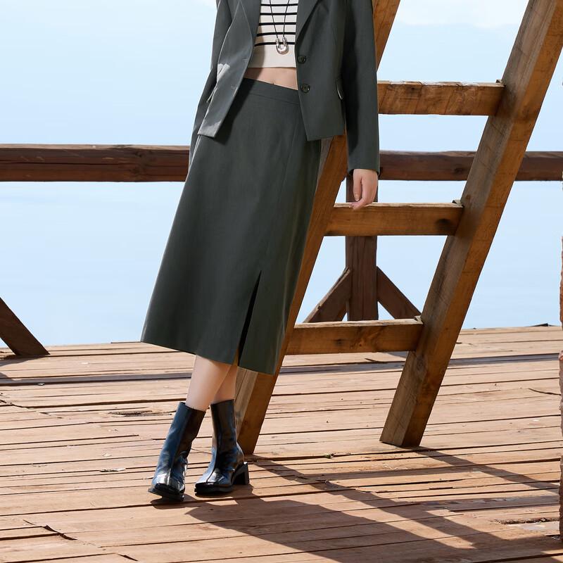 

Sancai Plus Size Mid-Waist Straight Slit Mid-Length Skirt 3XL