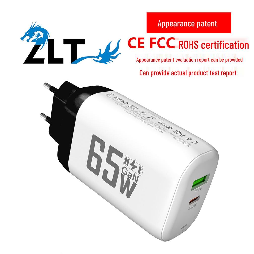 65W GaN Fast Charger: QC 3.0 & PD with 9V/12V for EU/US, Ideal for Laptops & USB Devices