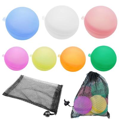 Silicone Water Balloons, 7 Colors (Set of 7, 1 of Each Color) with Mesh Storage Bag, Pool, Bath, Unbreakable, Reusable, Water Play