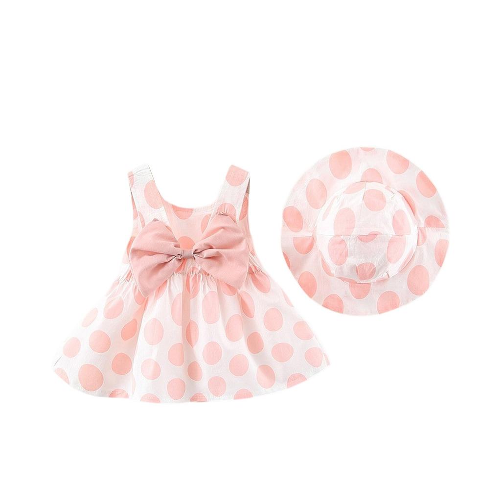 Summer Kids Sleeveless Dress & Hat Set - Cute Floral Print Princess Outfit