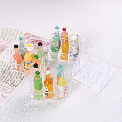 2 Stück/1 Set Mini Getränkeflasche Milchflasche Basis Szenendekoration Lebensmittelspiel Puppenhaus Spielzeug Modell