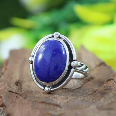 Lapislazuli Edelsteinring, Handgefertigter Designerring, Geschenk für Sie, 925 Sterlingsilberring, Damenring, Silberschmuck