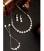 Jewellery Set for Women American Diamond Combo of Choker Necklace Set with Earrings, Bracelet and Ring for Girls and Women