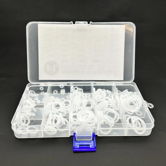 225Pcs Food grade CS 1.9mm/2.4mm OD 6mm~20mm VMQ silicone Oring Kit seal ring high temperature resistant waterproof ring gasket White VMQ 225Pcs