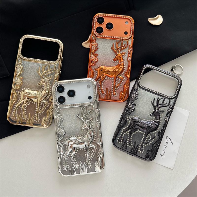 Luxury Electroplated Rhinestones Bling Case For iPhone 17 16 15 14 13 12 Pro Max 17Air Glitter Soft Cover For iPhone 17 Pro Max