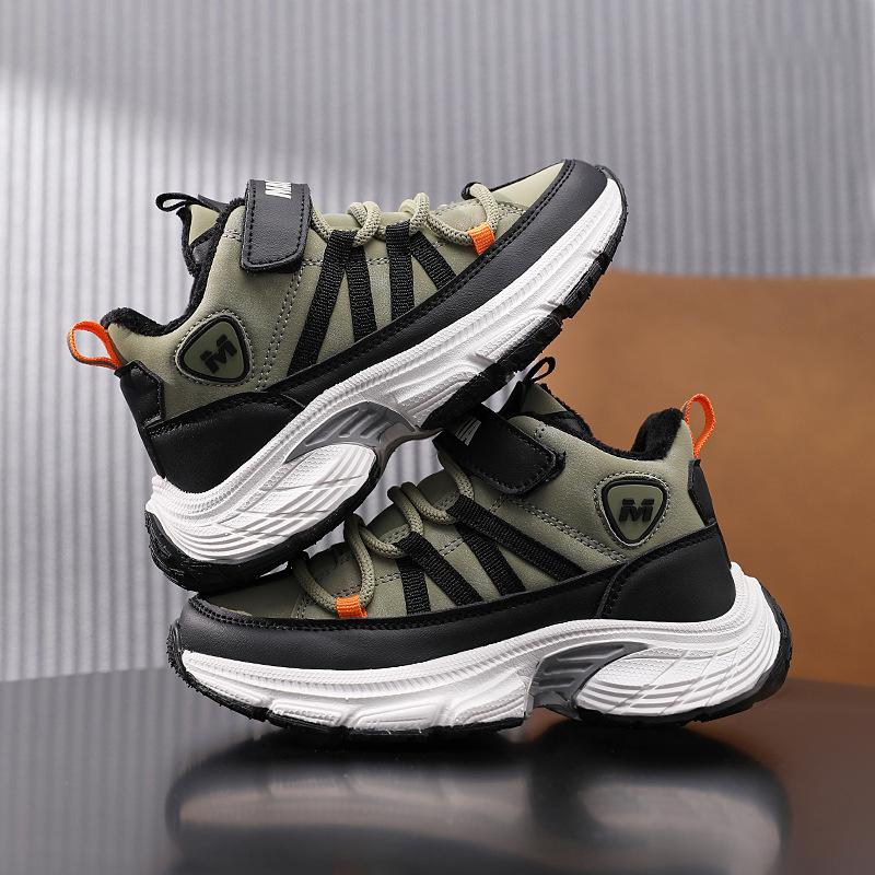 2025 New Students Fleece Middle Help Sports Shoes To Keep Warm Winter Girls Two Cotton Casual Shoes Primary School Boys