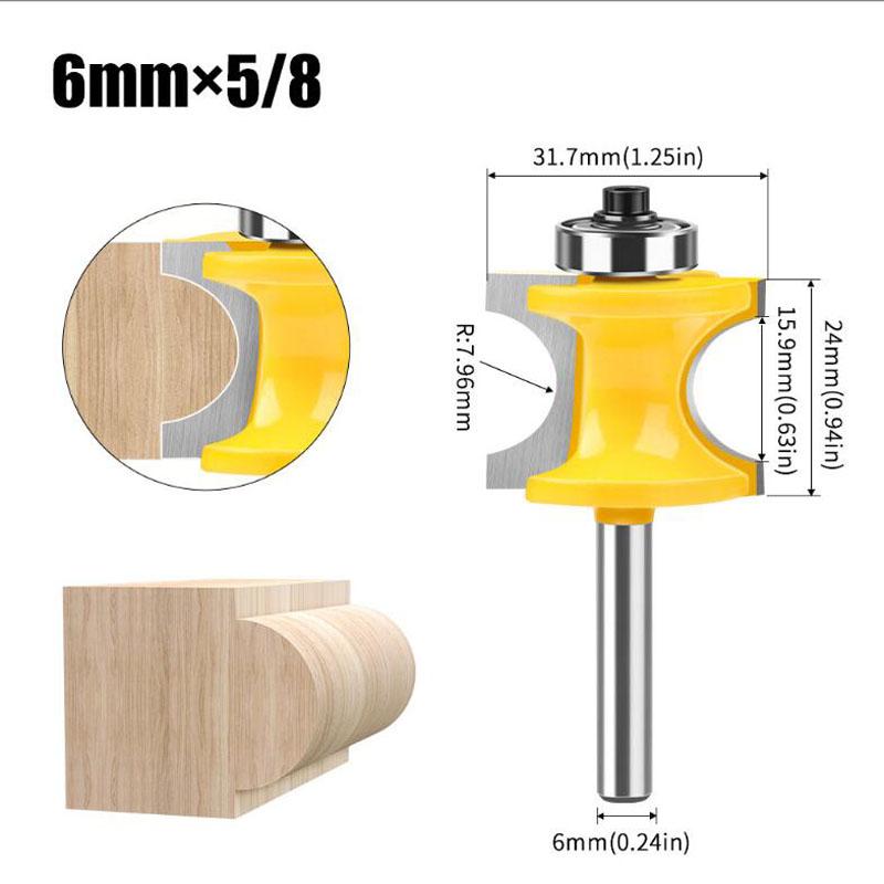 6mm Shank 1/4inch Shank Half Round Bit Convex Edging Bits for Wood End Mill Woodworking Tool Industrial Grade Milling Cutter