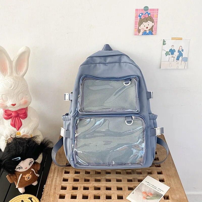 Japonský batoh Kawaii Itabag Women Novinka 2024 Transparentní Batoh Dámský Velkokapacitní Batoh Ita Školní tašky pro vysokoškoláky JK