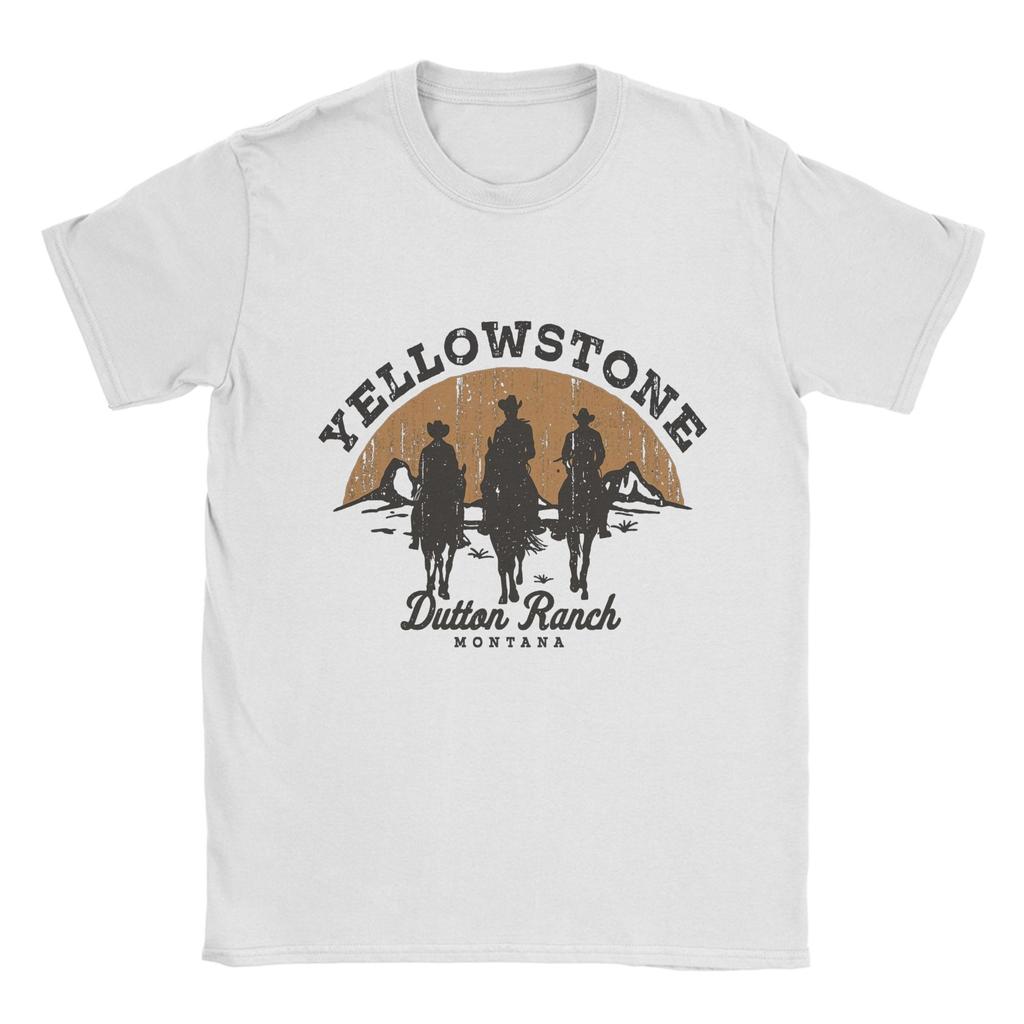 Yellowstones Dutton Ranch Vintage Men's T Shirts Vintage Tee Shirt Short Round Neck T-Shirts Cotton Birthday Gift Clothes