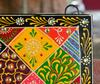 Hand-Painted Indian Folk Art Panel: Boho Wall Decor with Mirror