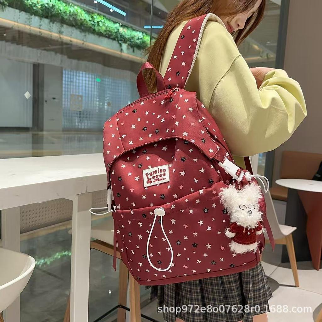 Schoolbag Large Capacity Girls Backpack 1011 New High Value Star Pattern Student School Bag Simple Fashion Backpack