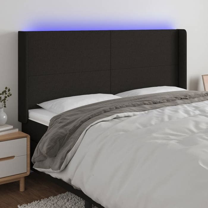 VidaXL Tête de Lit à LED Meuble de Chambre à Coucher Accessoire de Lit Double Tête de Cadre de Lit Intérieur Noir 3123792