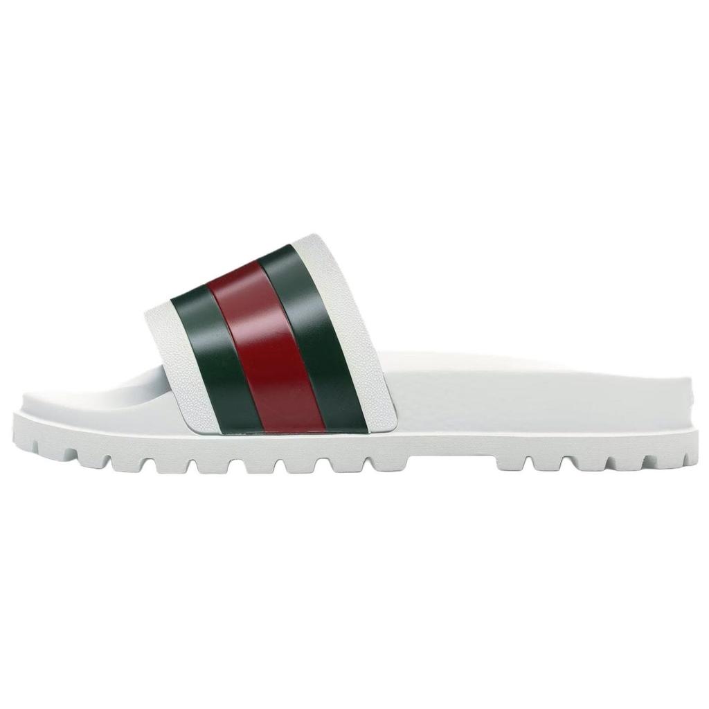 Gucci Web Slide Slippers Men's White Red Green 429469 GIB10 9079