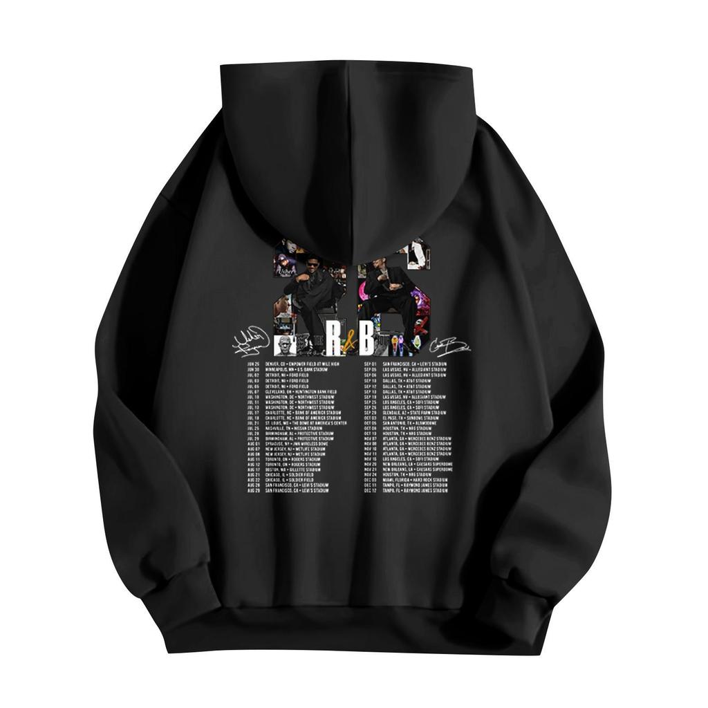 Unisex Casual Hooded Pullover Sweatshirt Long Sleeve Loose Fit Letter Print