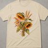 Sunflower Shirt, Vintage Wheat Botanical Tee, Golden Farmhouse Nature Art, Cottagecore Sunflower Gift for Her, Country Flower Lover Shirt