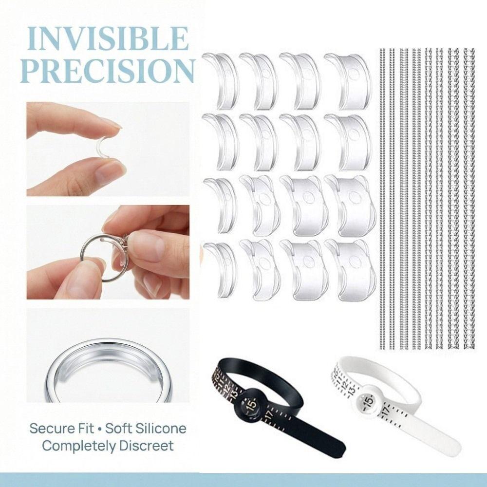 15/26Pcs Invisible Design Ring Size Adjusters Transparent Ring Spacers Women Men